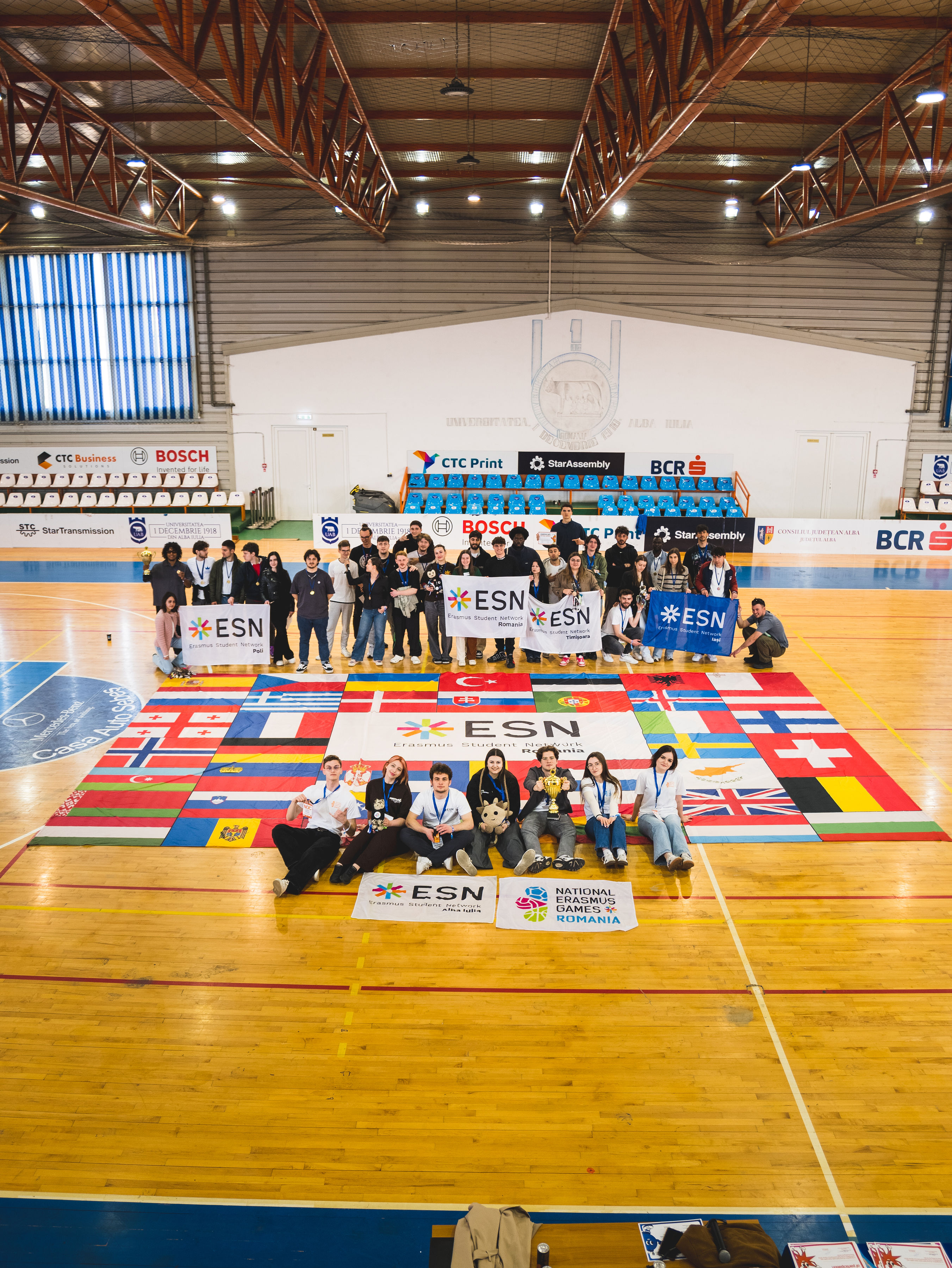 Group photo on running track during National Erasmus Games